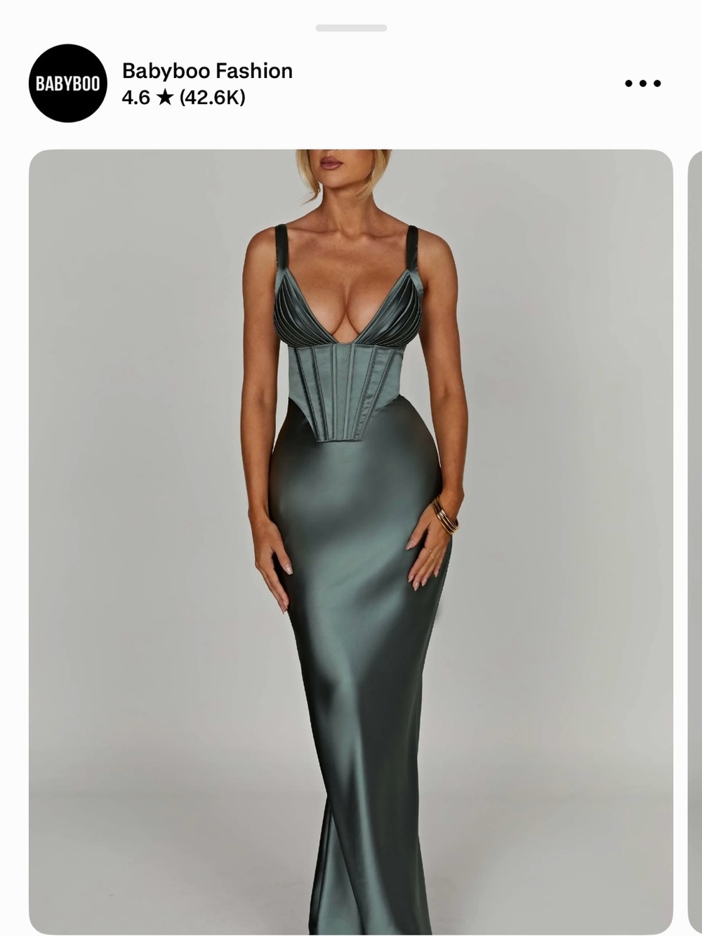 Satin Corset Maxi Dress in Deep Green by Babyboo Fashion